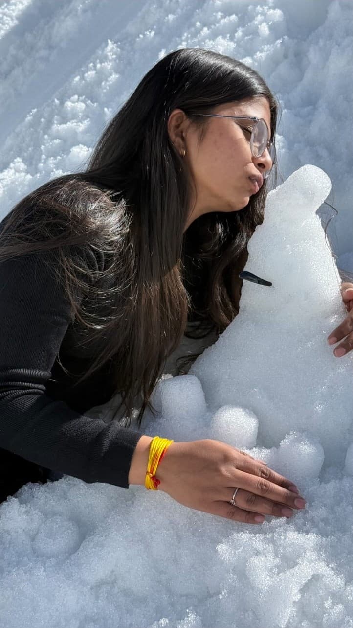 Riya playing in the snow