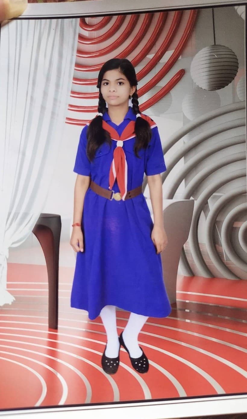Riya in her school uniform