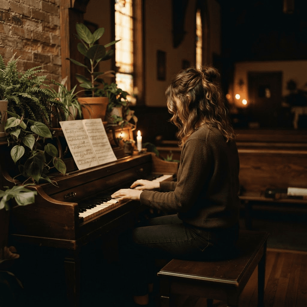 Placeholder portrait — beside the instruments